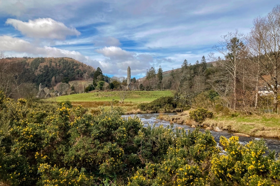 Scenic view of an Irish mountain village with traditional cottages